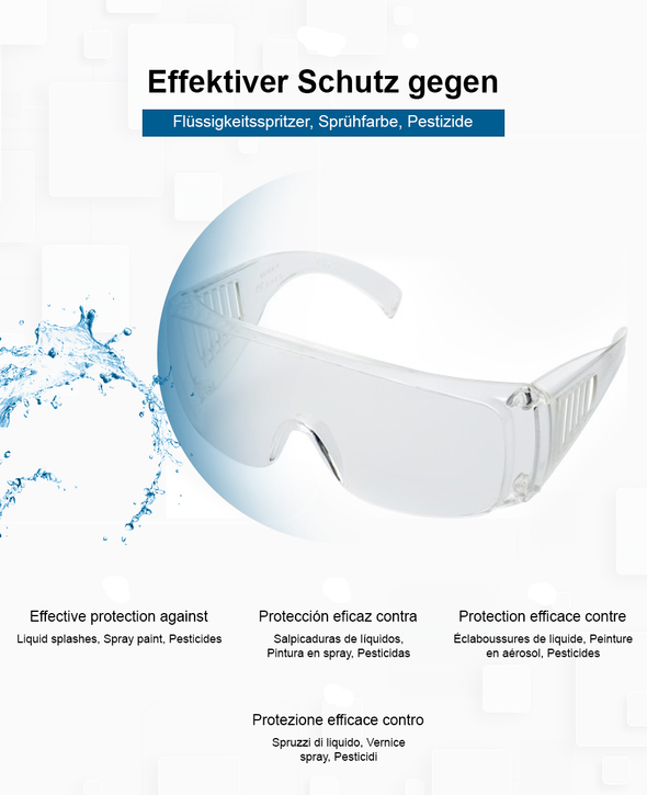 PROJECTS Schutzbrille Arbeitsschutzbrille transparent faltbar - Schutzbrille für Brillenträger im Labor