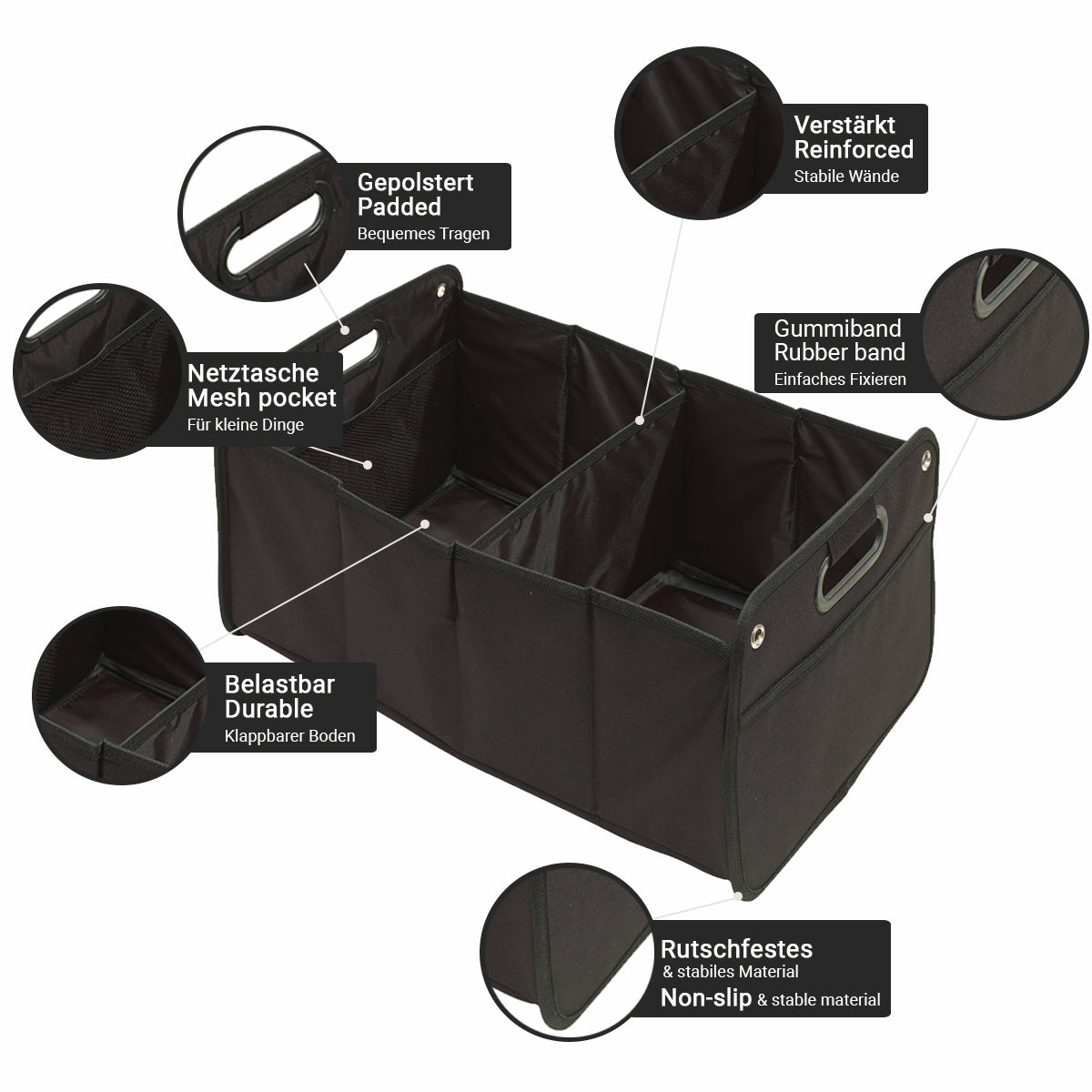 Auto Faltbox Kofferraumtasche Einkaufstasche Kofferraum-Organizer  Autotasche Aufbewahrung schwarz, Zubehör, noch mehr Tuning