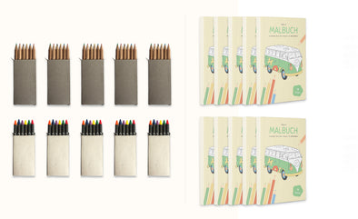 PROJECTS 10er Set Malbücher "Kids" für Kinder inkl. 5 Buntstifte & 5 Wachsmalstifte