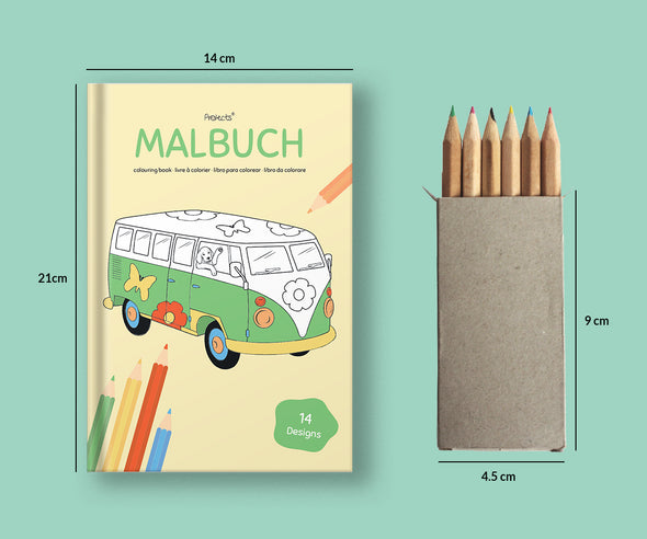 PROJECTS 10er Set Malbücher für Kinder inkl. 10 x 6er Set Buntstifte